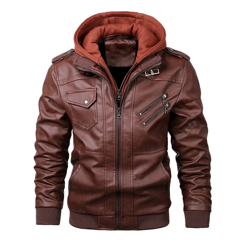 KB Men's PU Leather Motorcycle Jacket