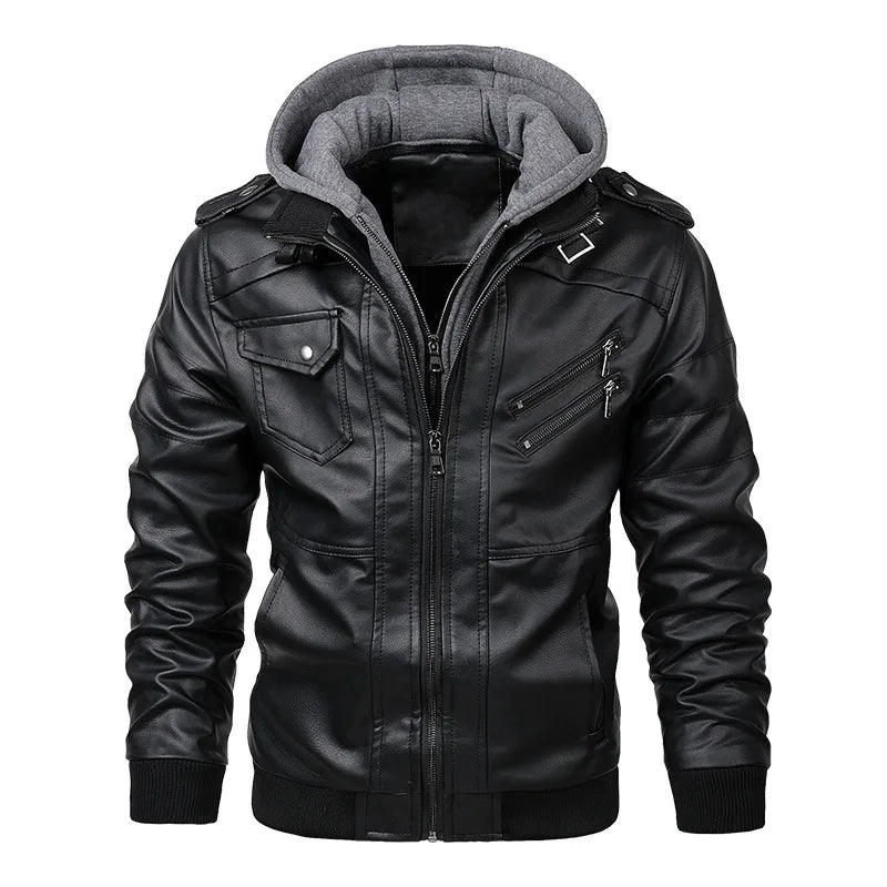 KB Men's PU Leather Motorcycle Jacket