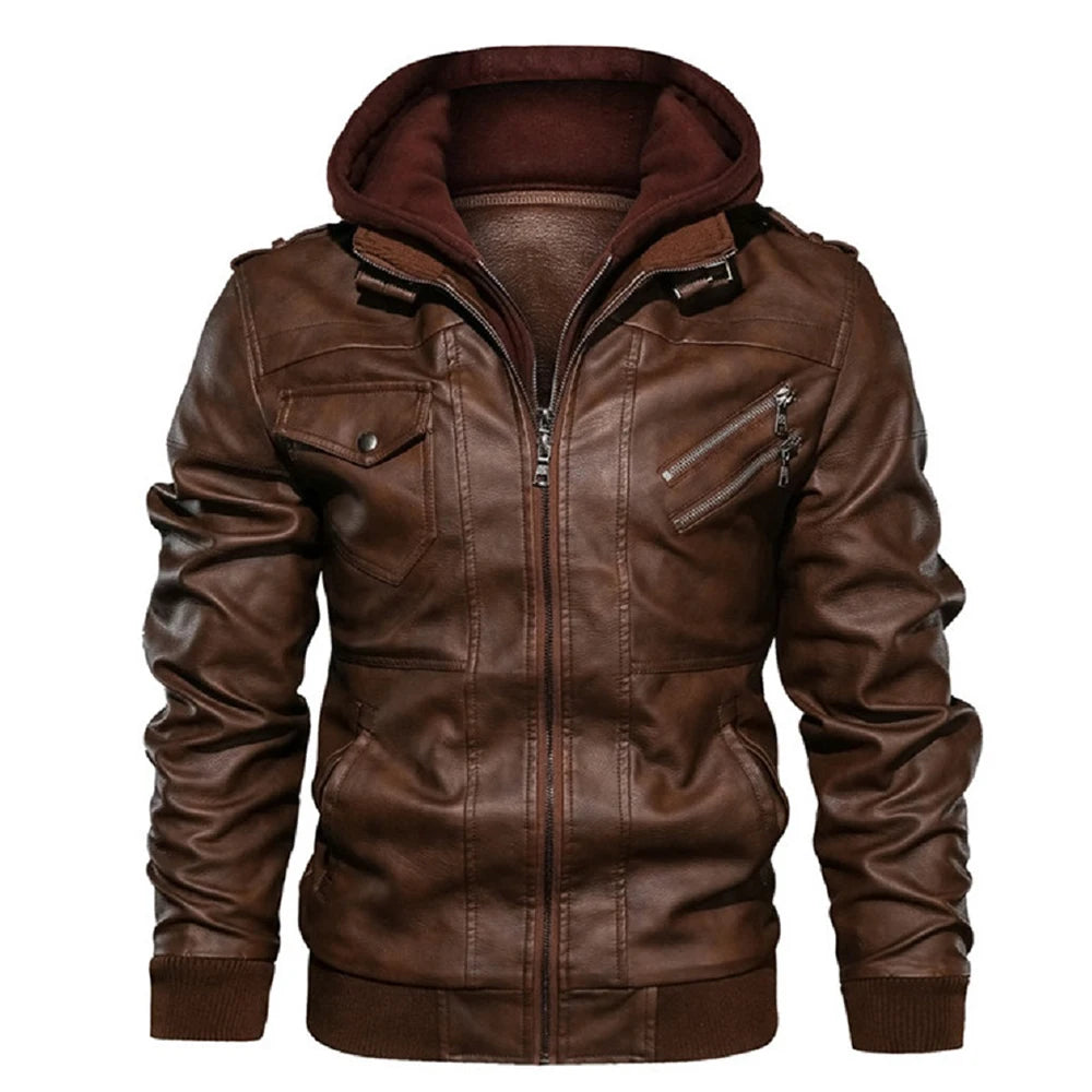KB Men's PU Leather Motorcycle Jacket